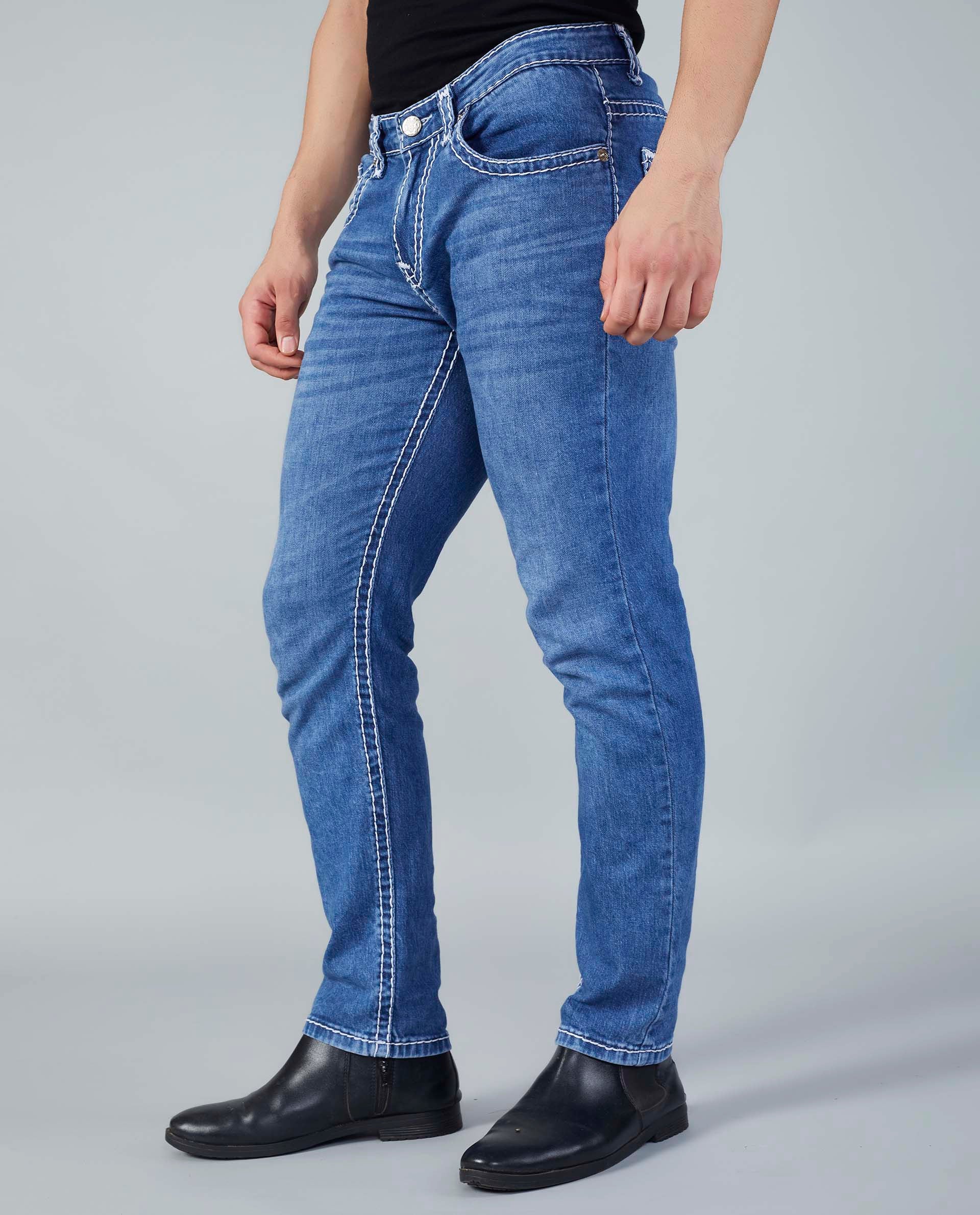 Flying Shark Men's Ice Blue Saddle Stitch Jeans Flying Shark