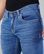 Flying Shark Men's Ice Blue Saddle Stitch Jeans Flying Shark