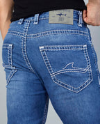 Flying Shark Men's Ice Blue Saddle Stitch Jeans Flying Shark