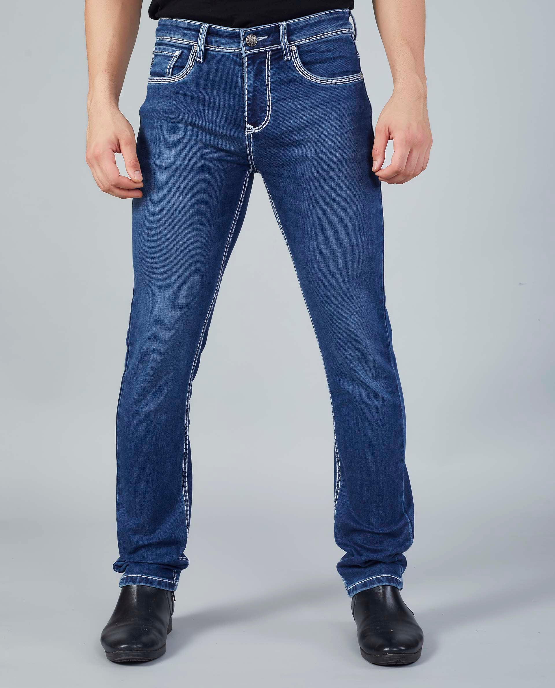 Flying Shark Men's Polar Blue Saddle Stitch Jeans Flying Shark