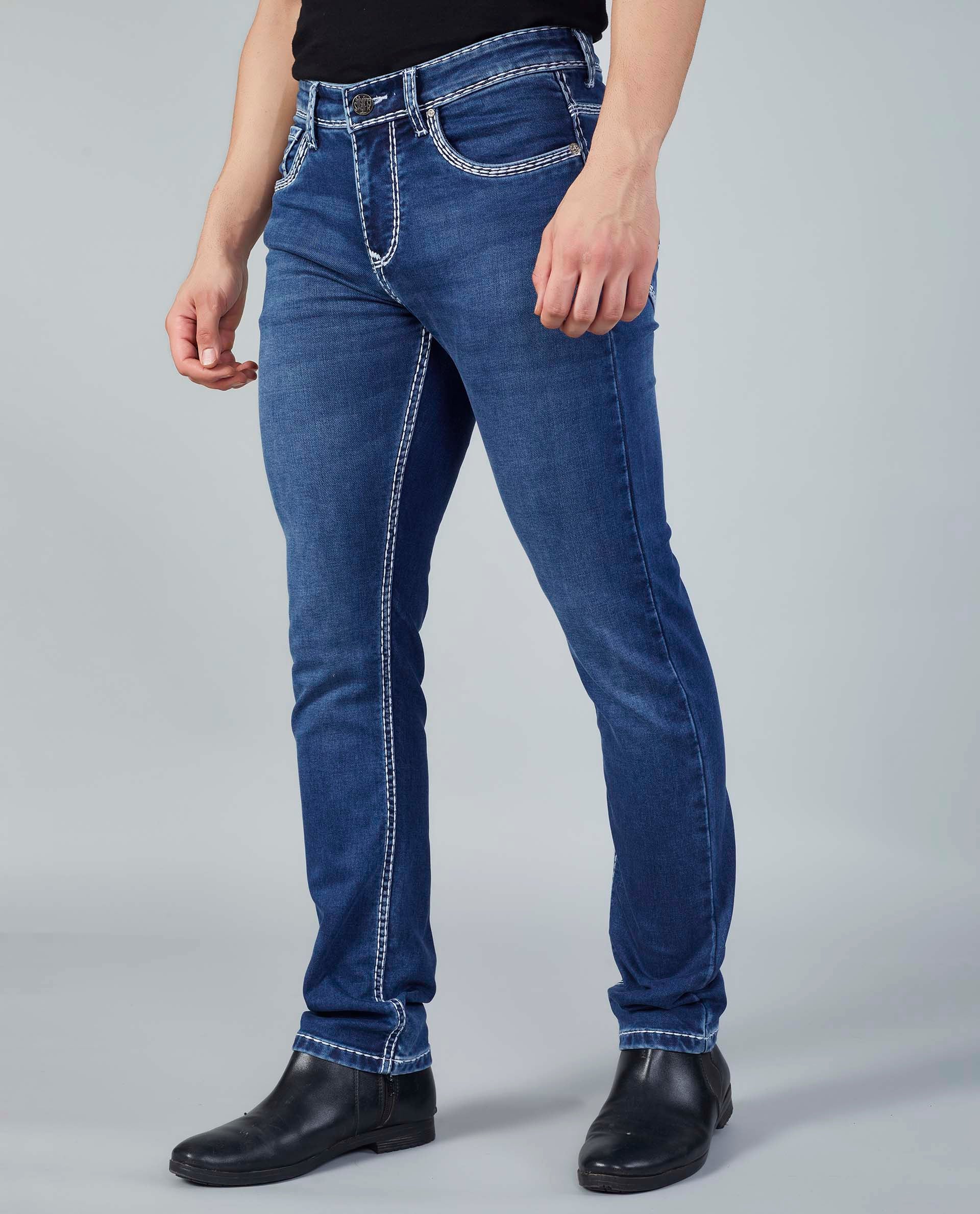 Flying Shark Men's Polar Blue Saddle Stitch Jeans Flying Shark