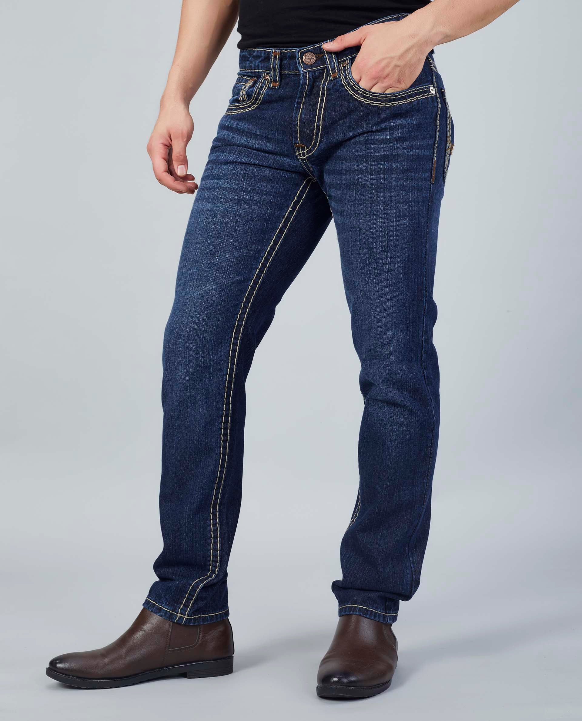 Flying Shark Men's Dark Indigo Saddle Stitch Jeans Flying Shark