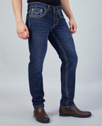 Flying Shark Men's Dark Indigo Saddle Stitch Jeans Flying Shark