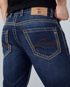 Flying Shark Men's Dark Indigo Saddle Stitch Jeans Flying Shark