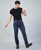 Flying Shark Men's Midnight Blue Saddle Stitch Jeans Flying Shark