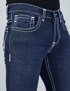 Flying Shark Men's Midnight Blue Saddle Stitch Jeans Flying Shark