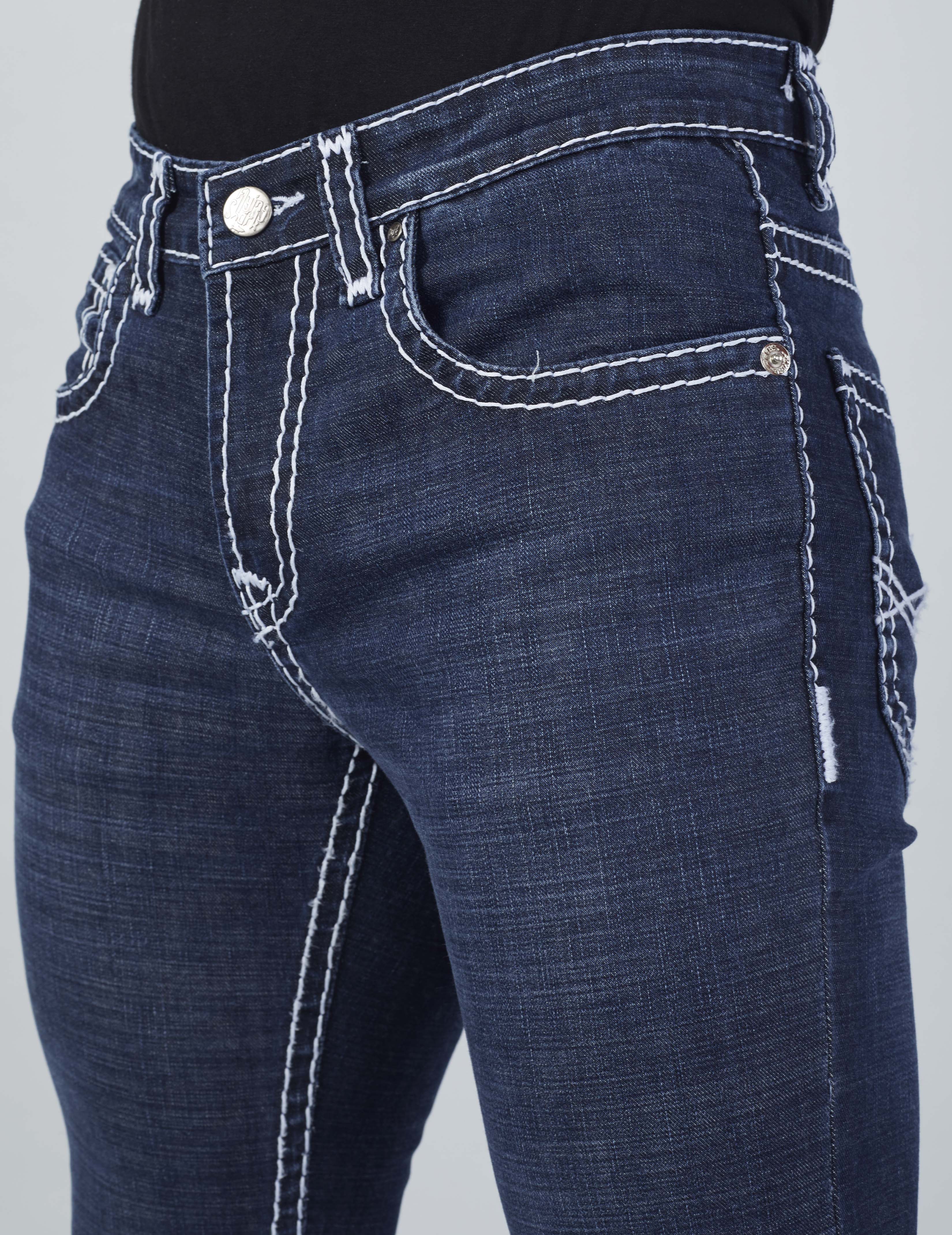 Flying Shark Men's Midnight Blue Saddle Stitch Jeans Flying Shark