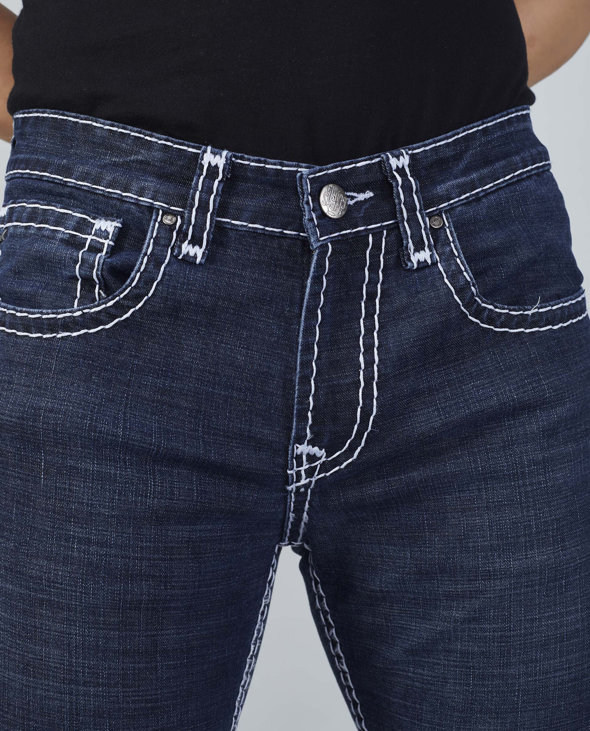 Flying Shark Men's Midnight Blue Saddle Stitch Jeans Flying Shark