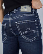 Flying Shark Men's Midnight Blue Saddle Stitch Jeans Flying Shark