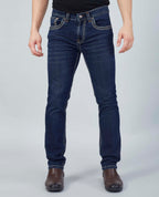 Men's Premium Saddle Stitch Jeans – Dark Indigo Wash Flying Shark
