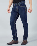 Men's Premium Saddle Stitch Jeans – Dark Indigo Wash Flying Shark
