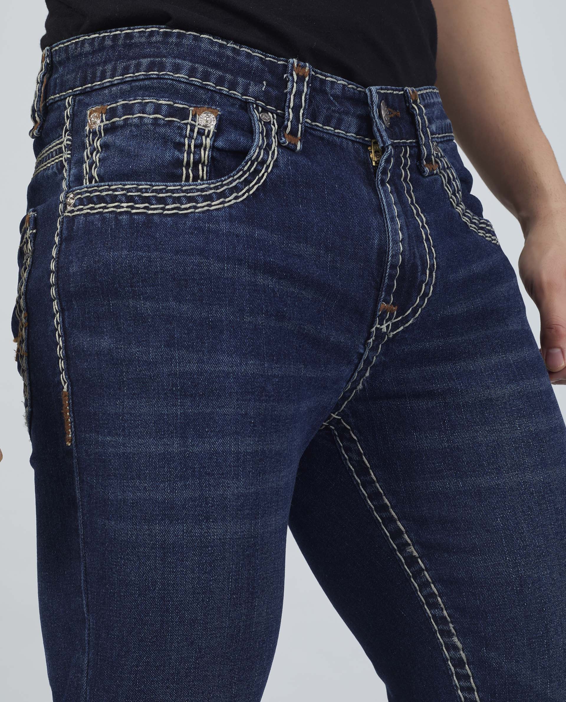 Men's Premium Saddle Stitch Jeans – Dark Indigo Wash Flying Shark