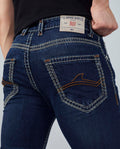 Men's Premium Saddle Stitch Jeans – Dark Indigo Wash Flying Shark