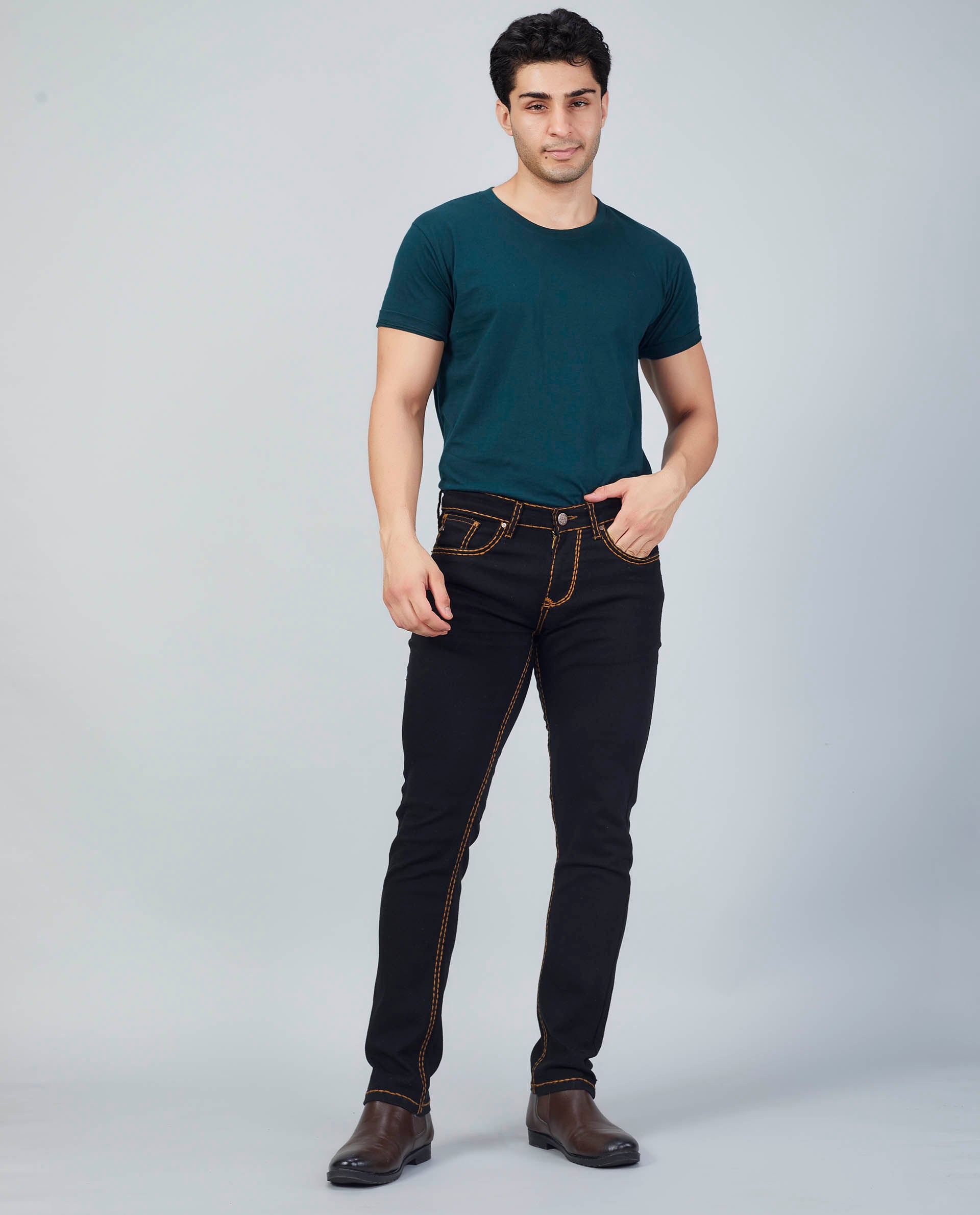 Flying Shark Onyx Black Saddle Stitch Jeans Flying Shark