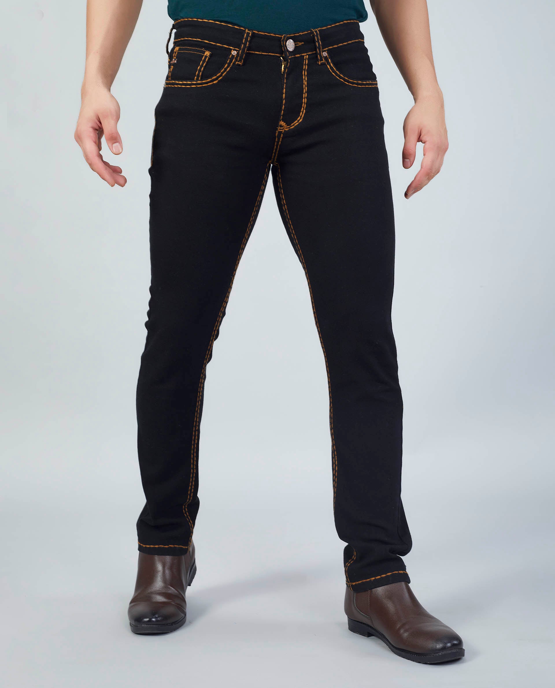 Flying Shark Onyx Black Saddle Stitch Jeans Flying Shark