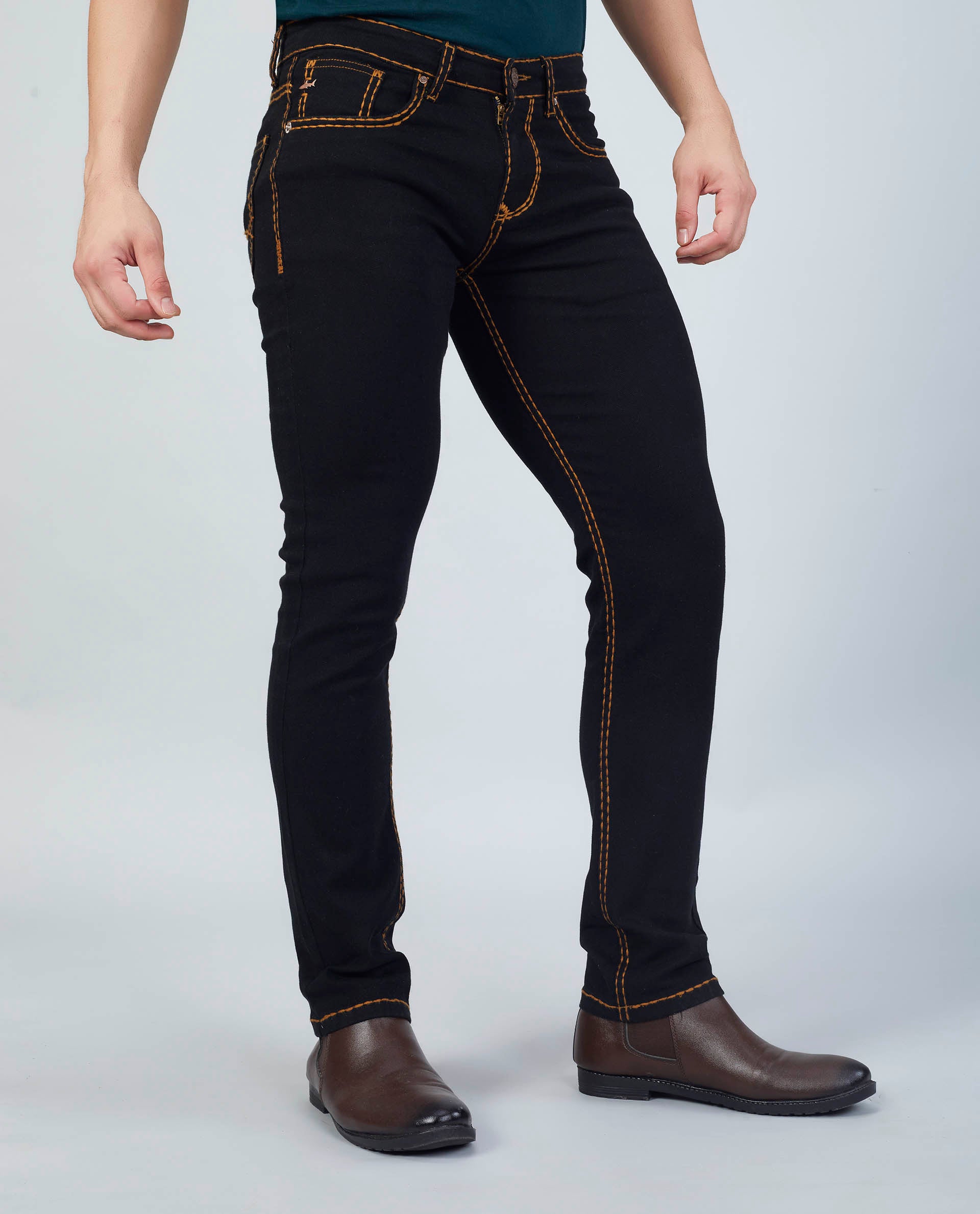 Flying Shark Onyx Black Saddle Stitch Jeans Flying Shark
