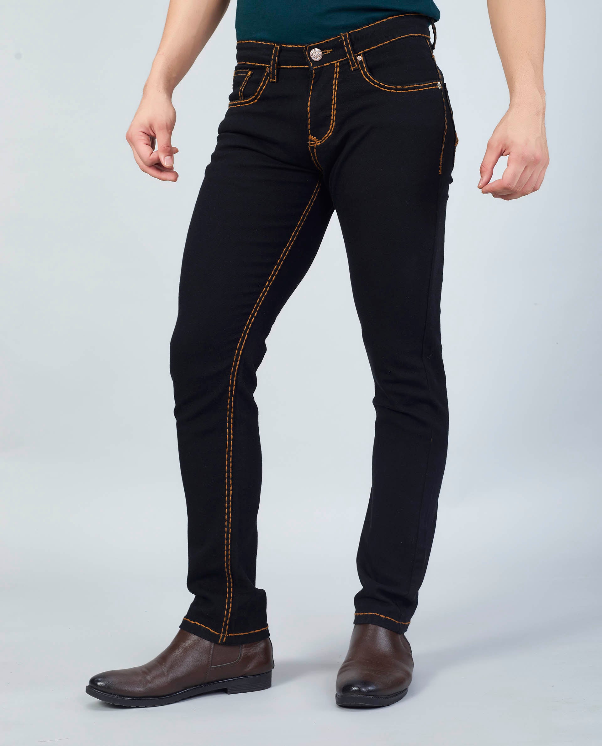 Flying Shark Onyx Black Saddle Stitch Jeans Flying Shark