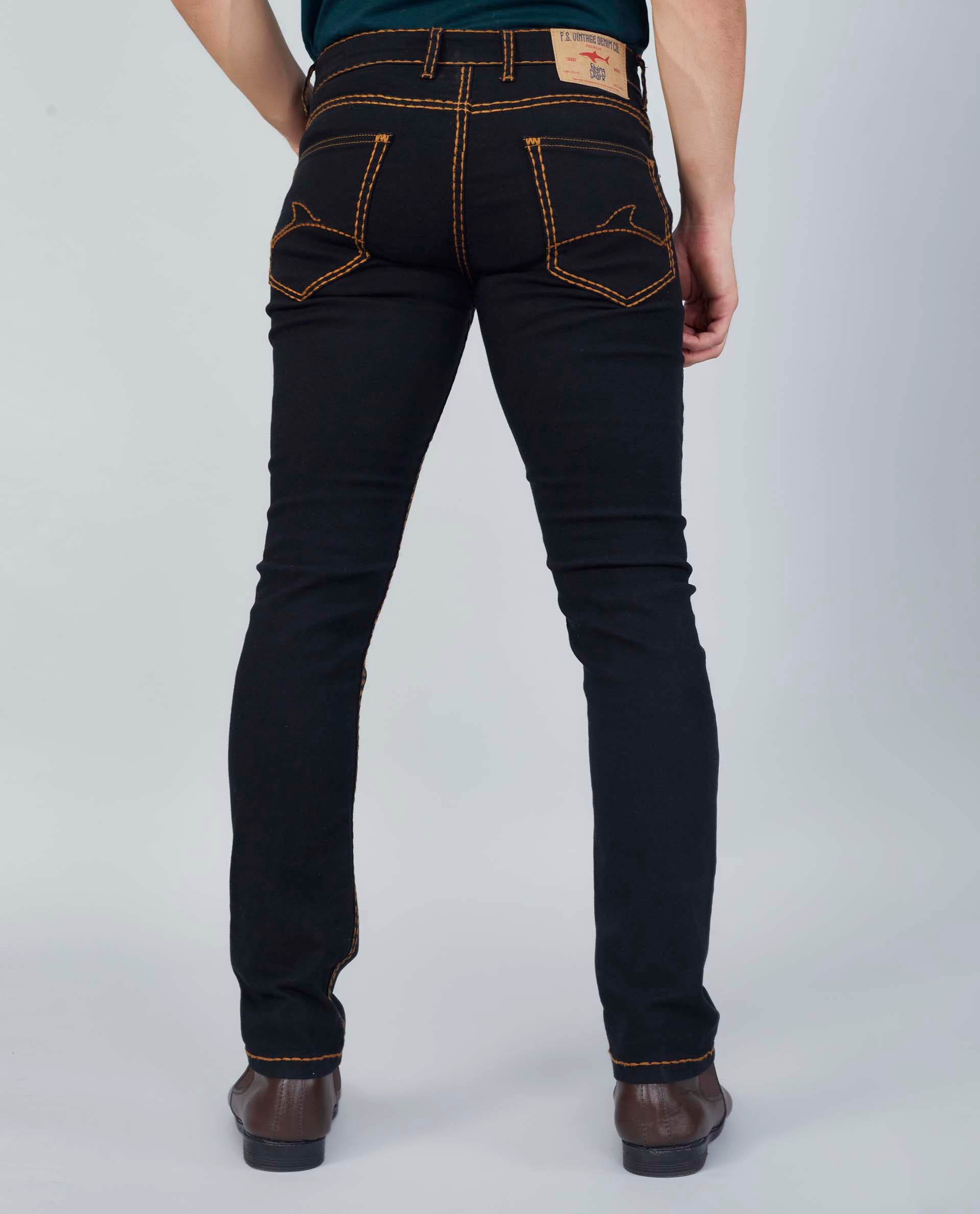 Flying Shark Onyx Black Saddle Stitch Jeans Flying Shark