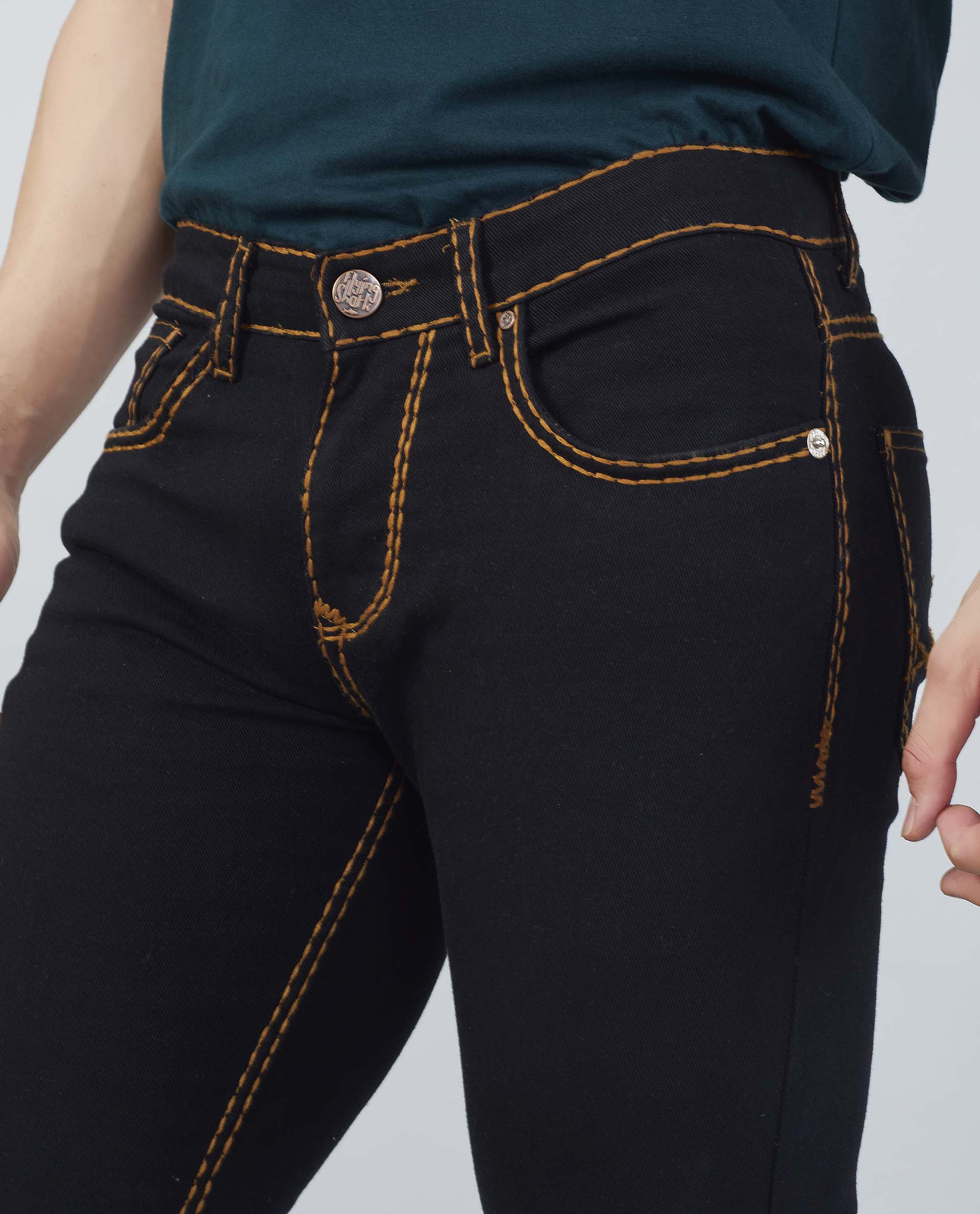 Flying Shark Onyx Black Saddle Stitch Jeans Flying Shark