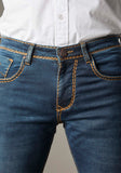 FS134 Medium-Dark Indigo With Heavy Golden Stitching