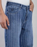 Vertical Stitch Pattern Denim Jeans - FS123