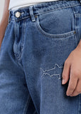 Shark Embroidery Denim Jeans - FS124