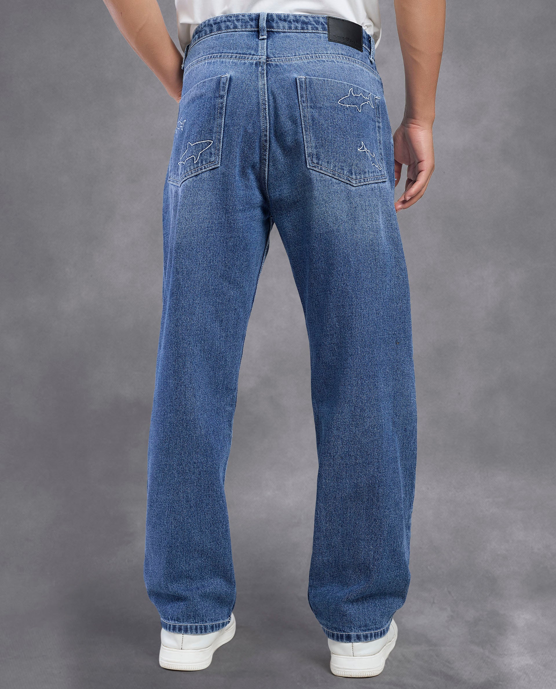 Shark Embroidery Denim Jeans - FS124