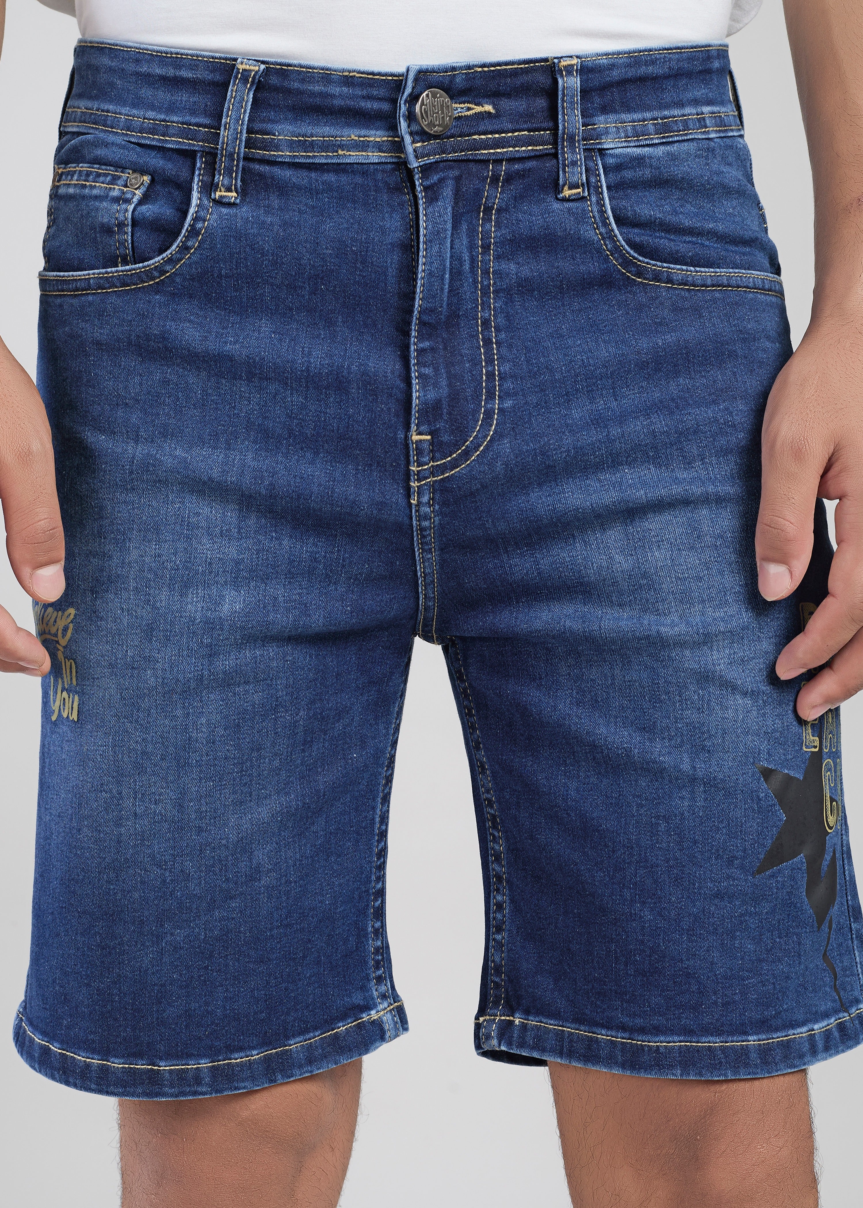 Flying Shark Men’s Blue Denim Shorts