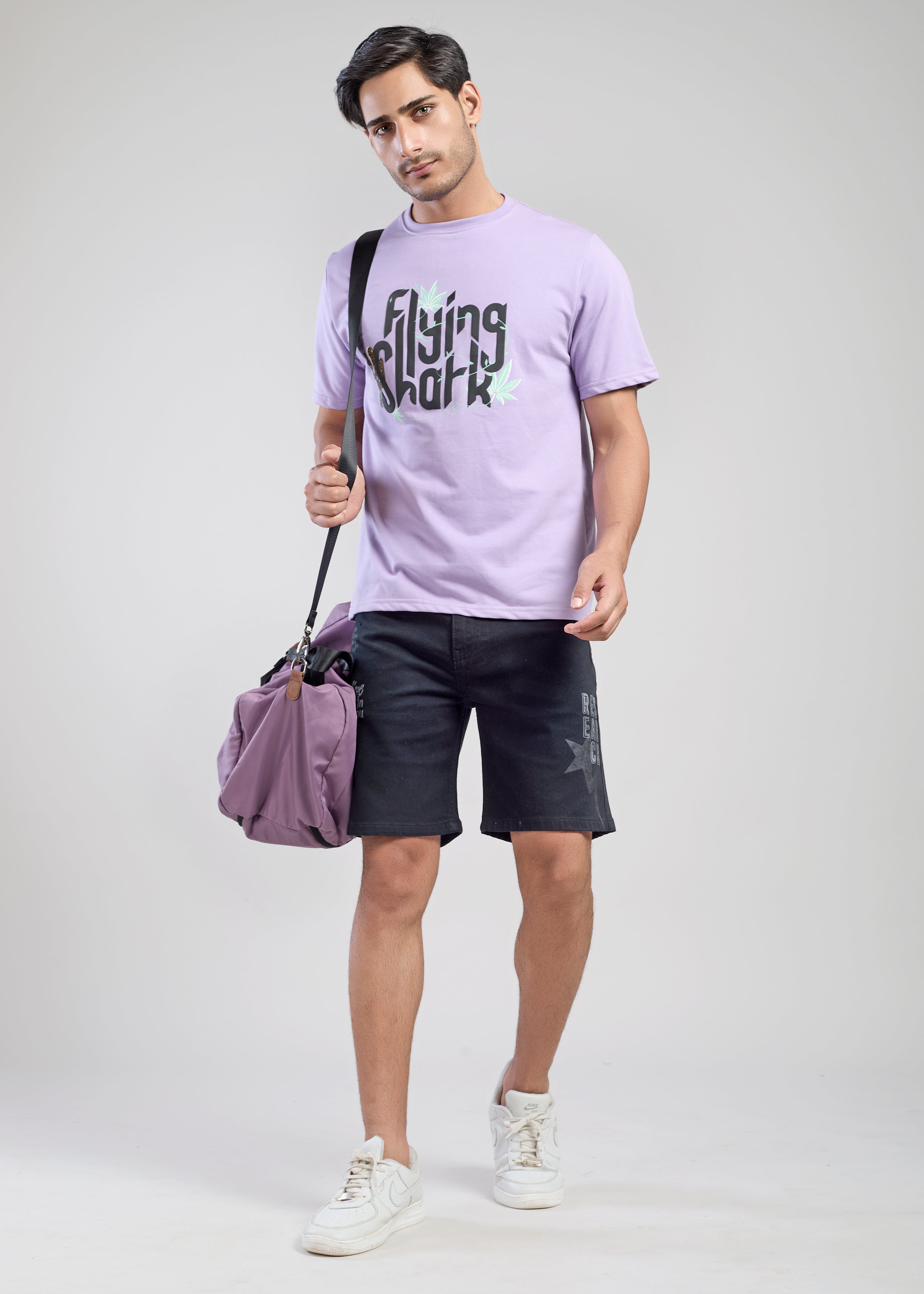 Flying Shark Men’s Black Denim Shorts