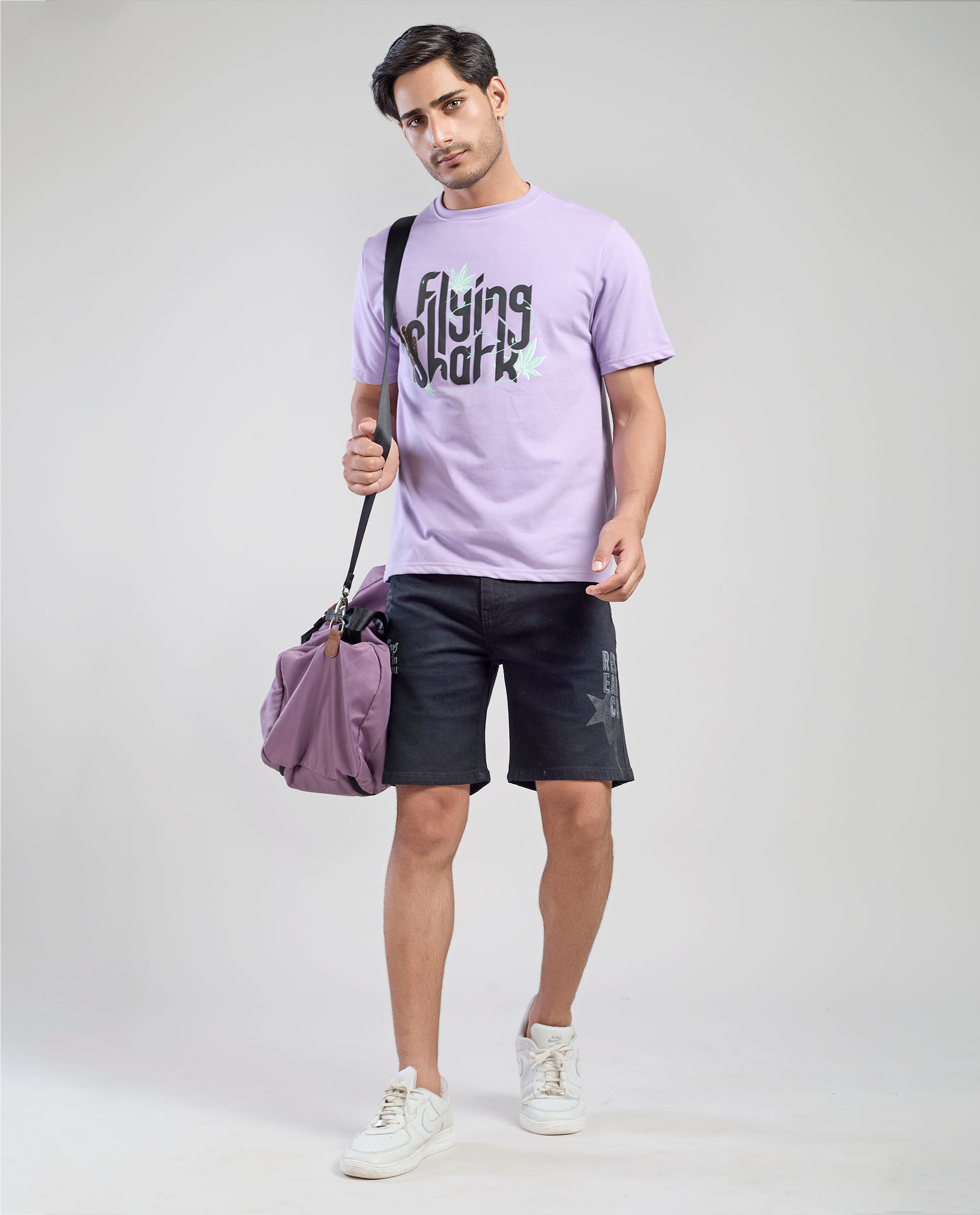 FS 126 Flying Shark Men’s Black Denim Shorts