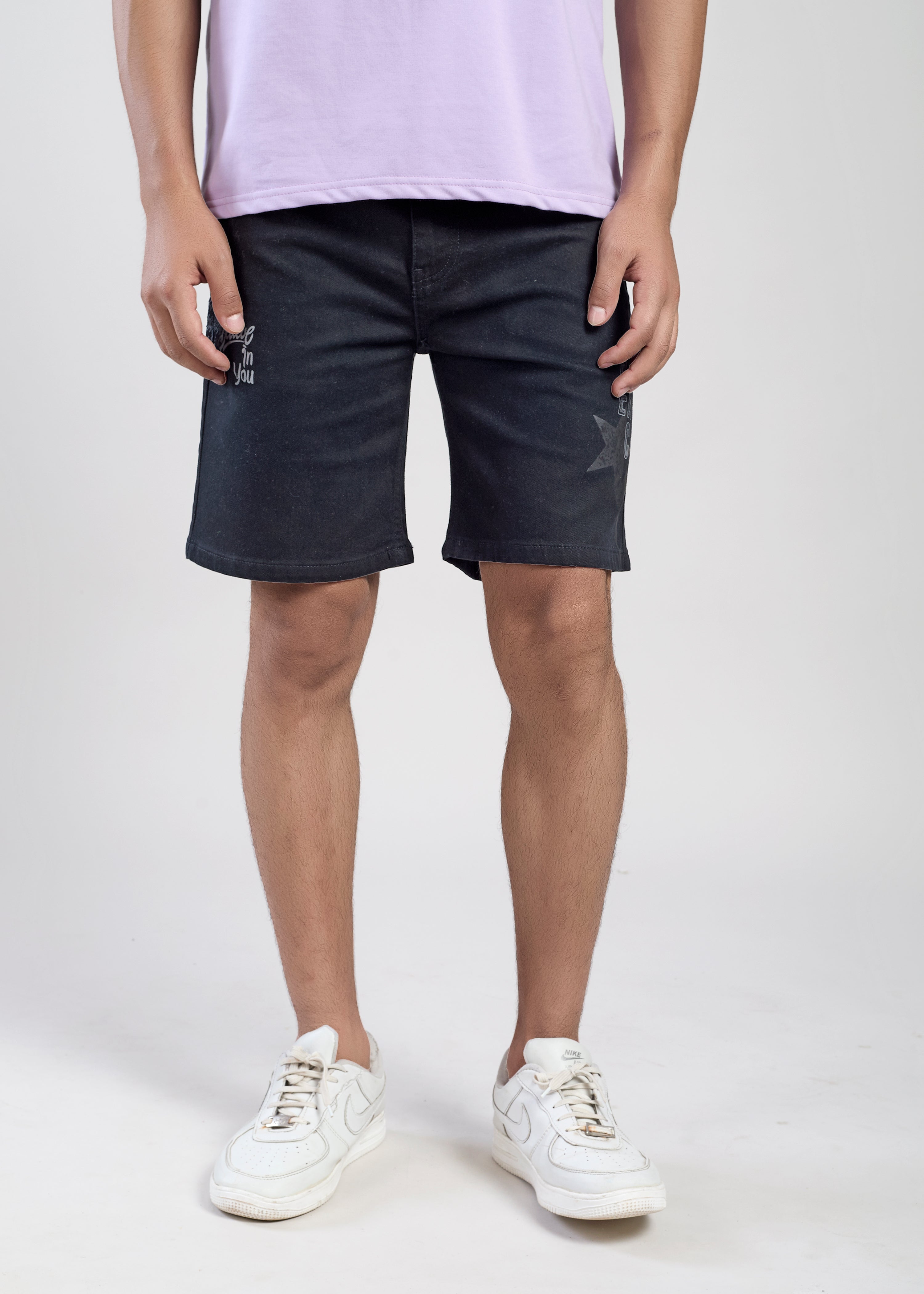 Flying Shark Men’s Black Denim Shorts