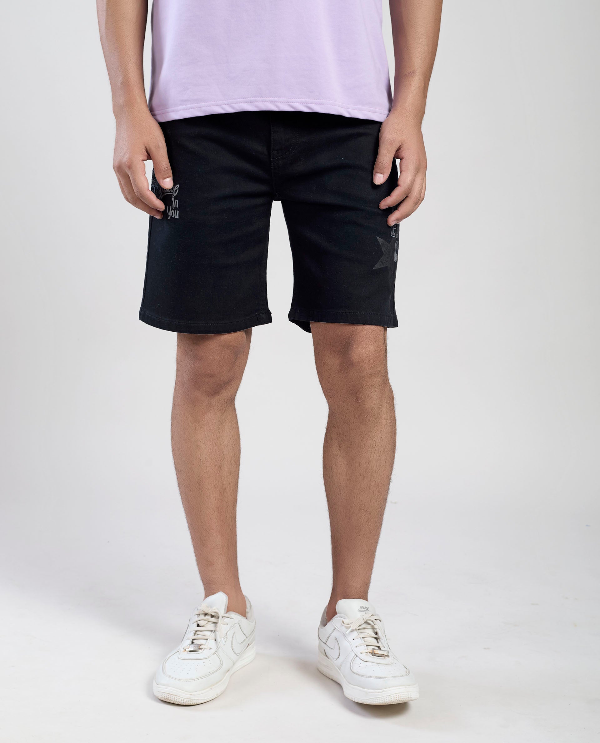 FS 126 Flying Shark Men’s Black Denim Shorts