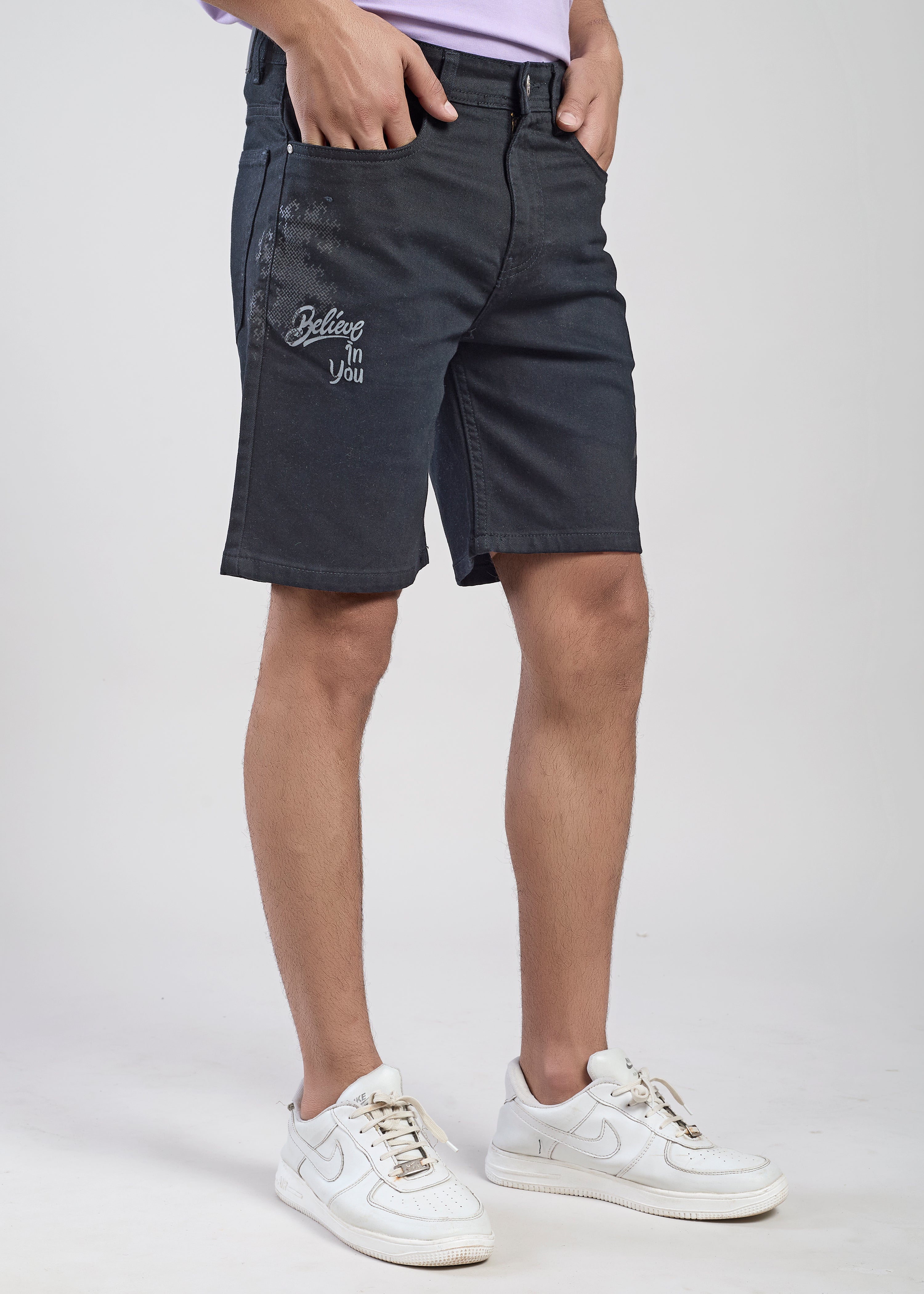 Flying Shark Men’s Black Denim Shorts