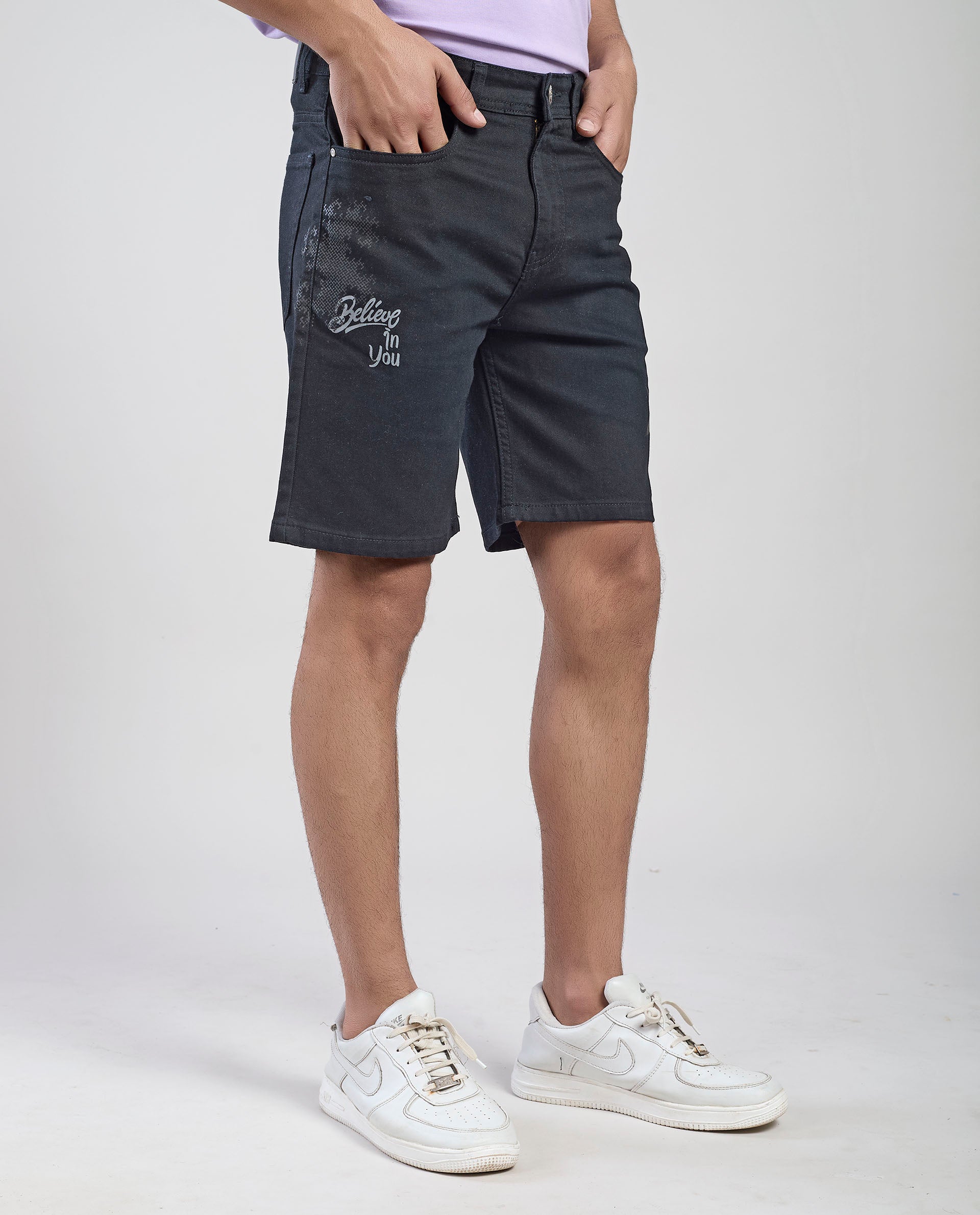 FS 126 Flying Shark Men’s Black Denim Shorts