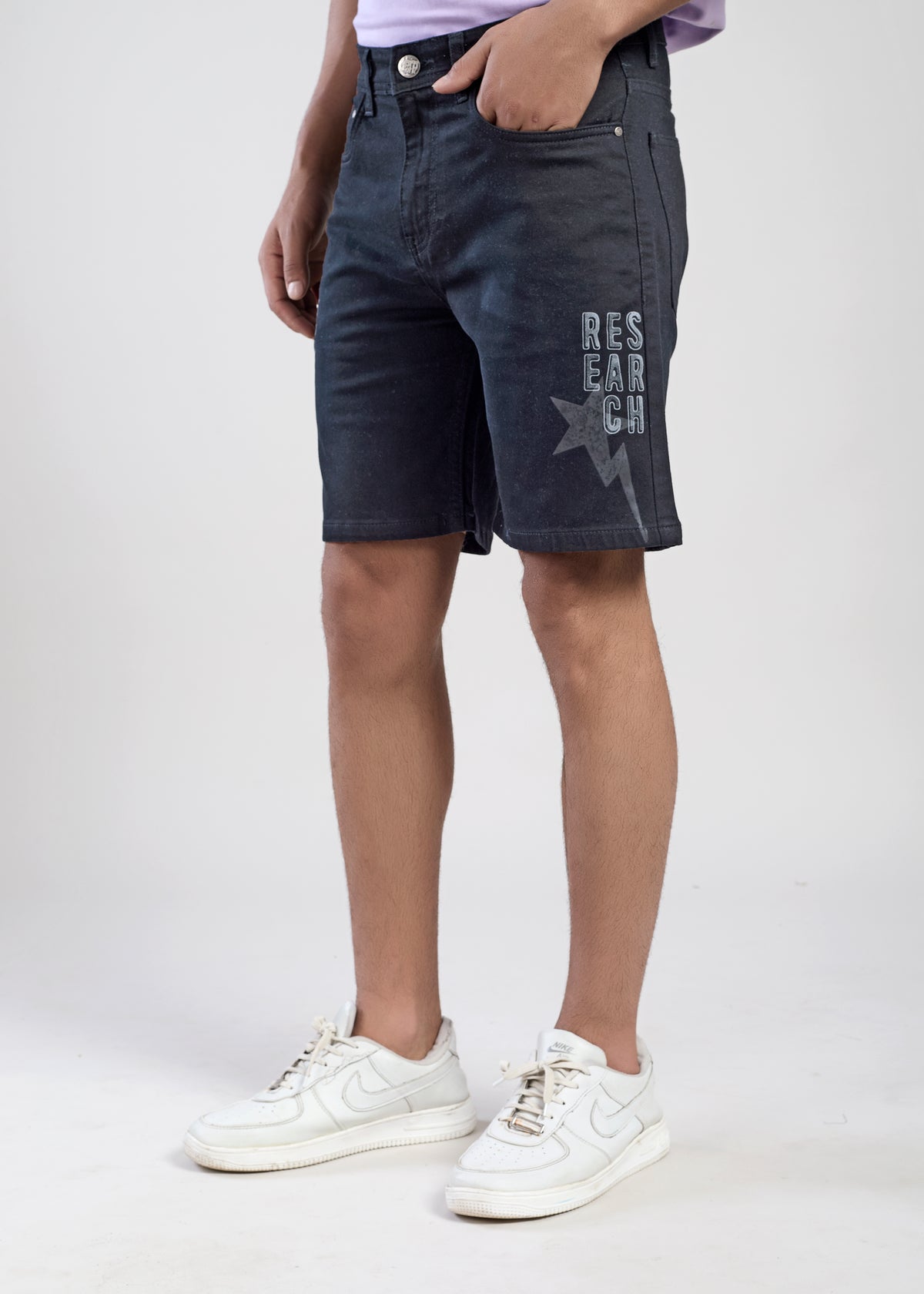 Flying Shark Men’s Black Denim Shorts