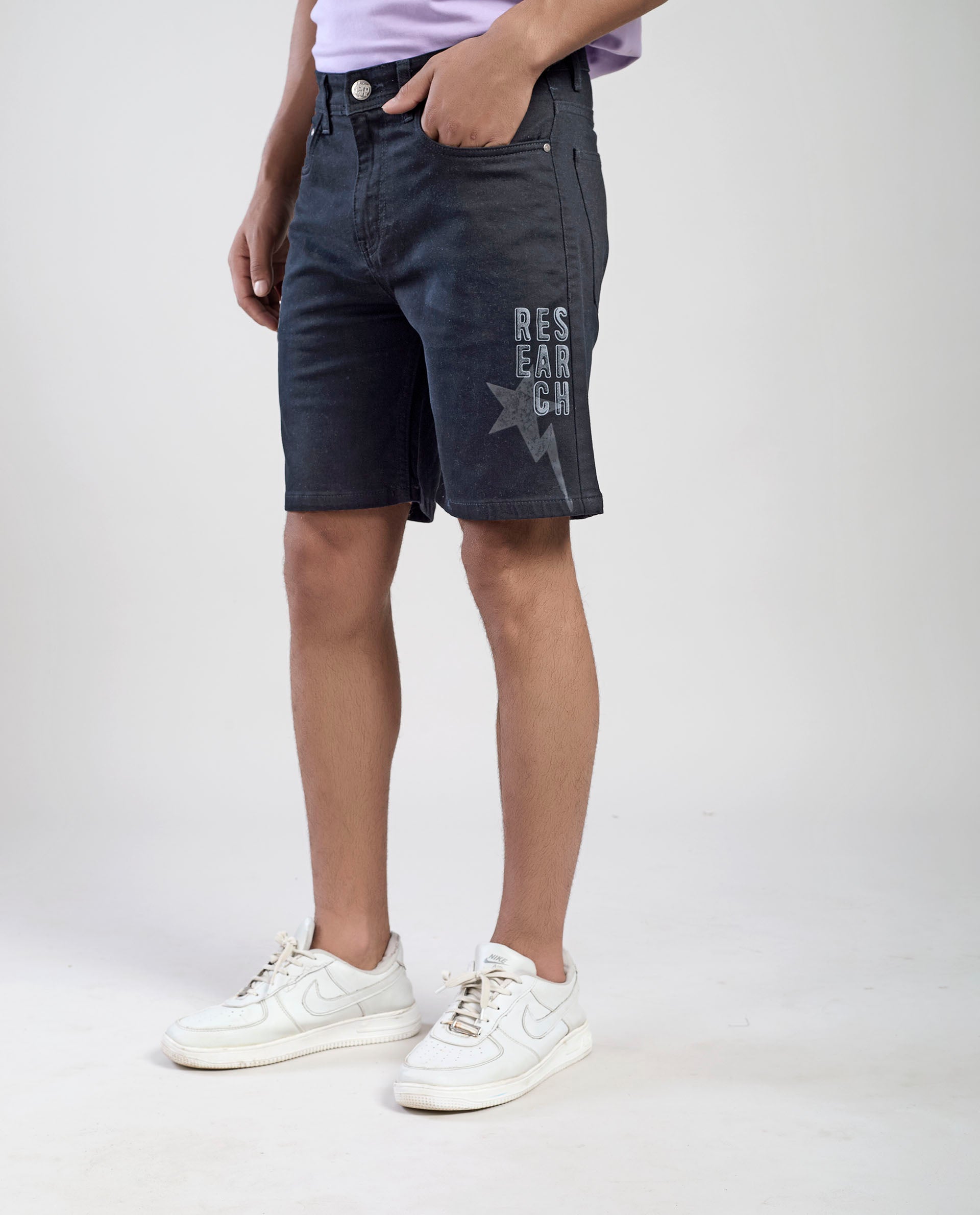 FS 126 Flying Shark Men’s Black Denim Shorts