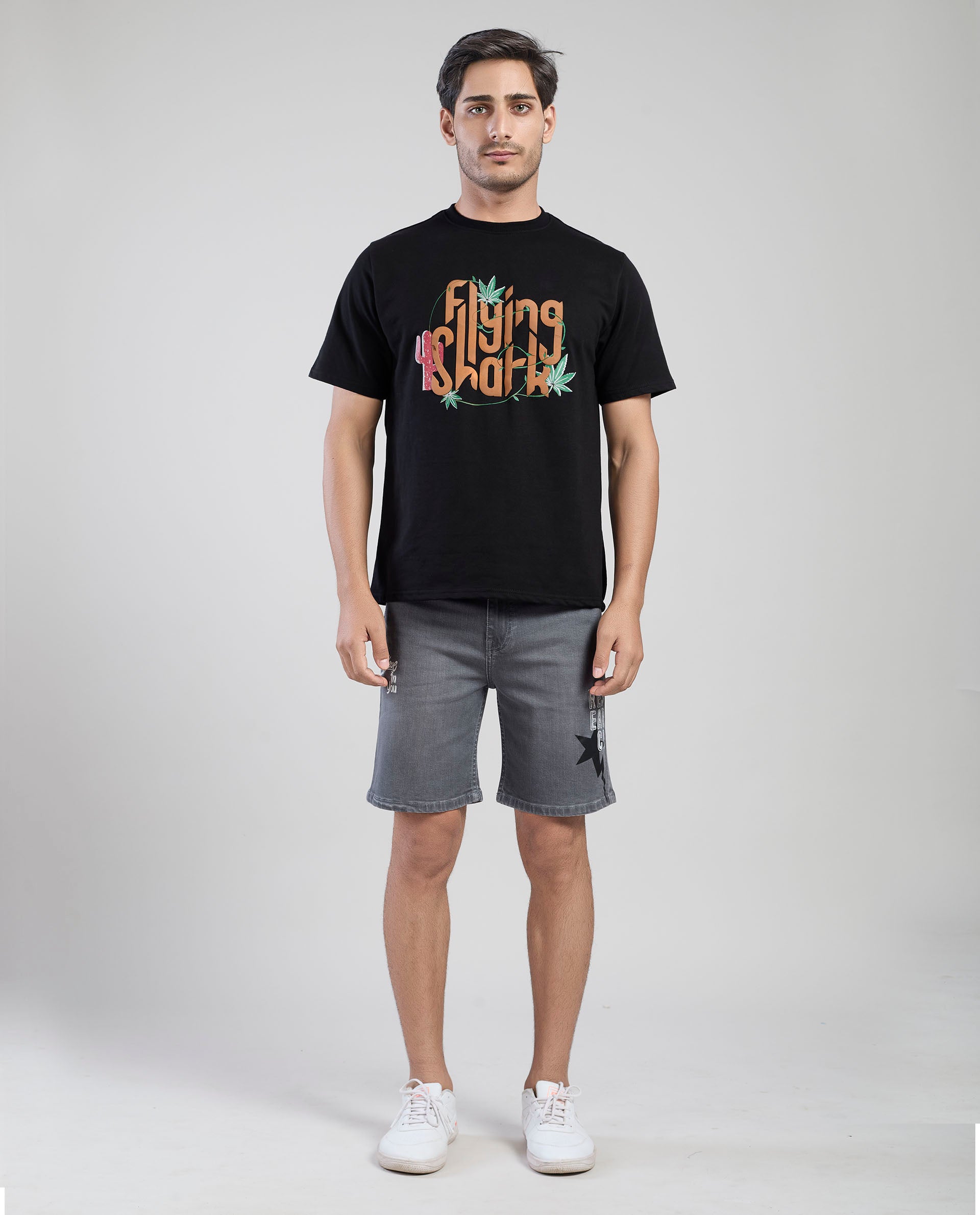 FS 126 Flying Shark Men’s Grey Denim Shorts