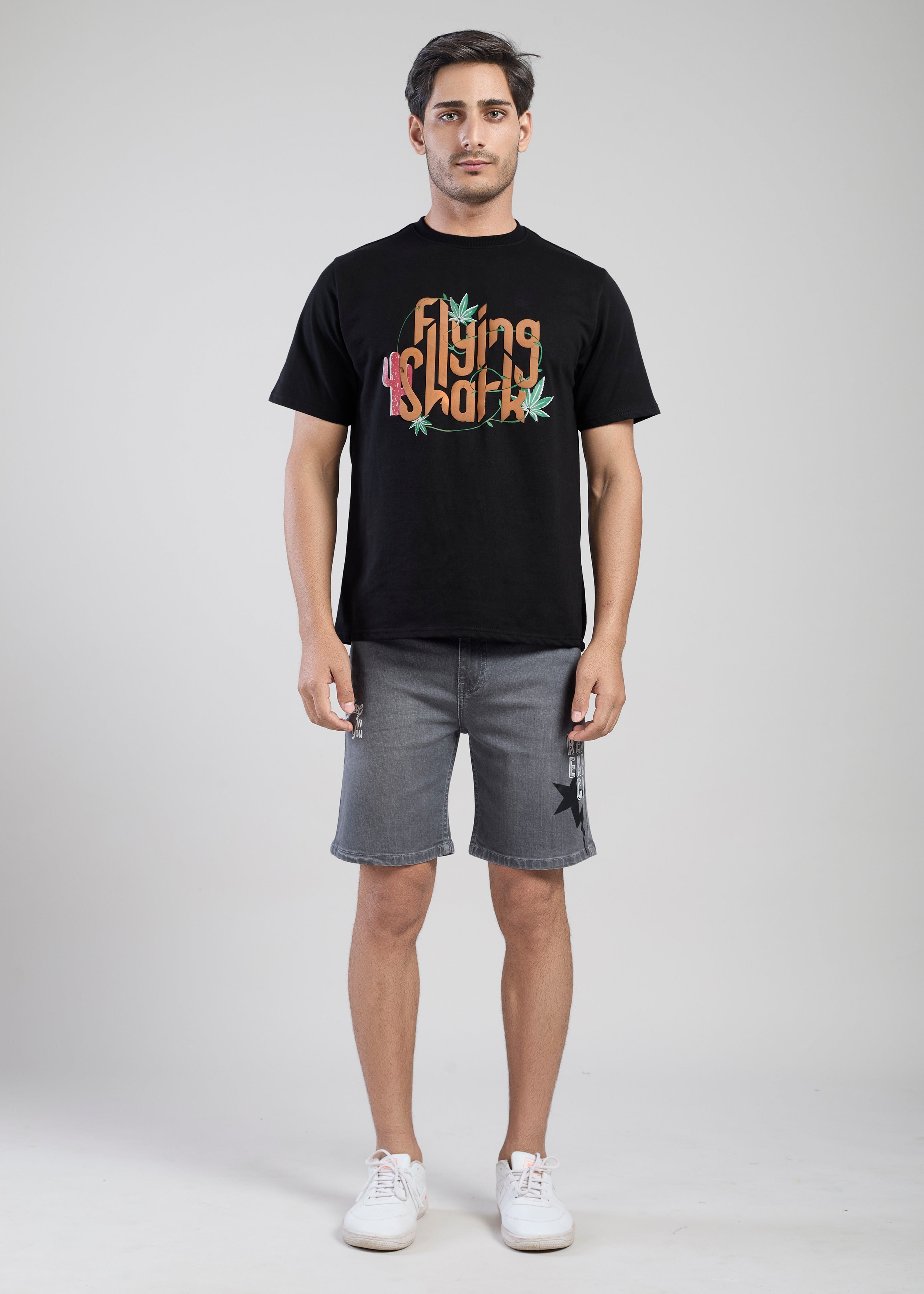 Flying Shark Men’s Grey Denim Shorts