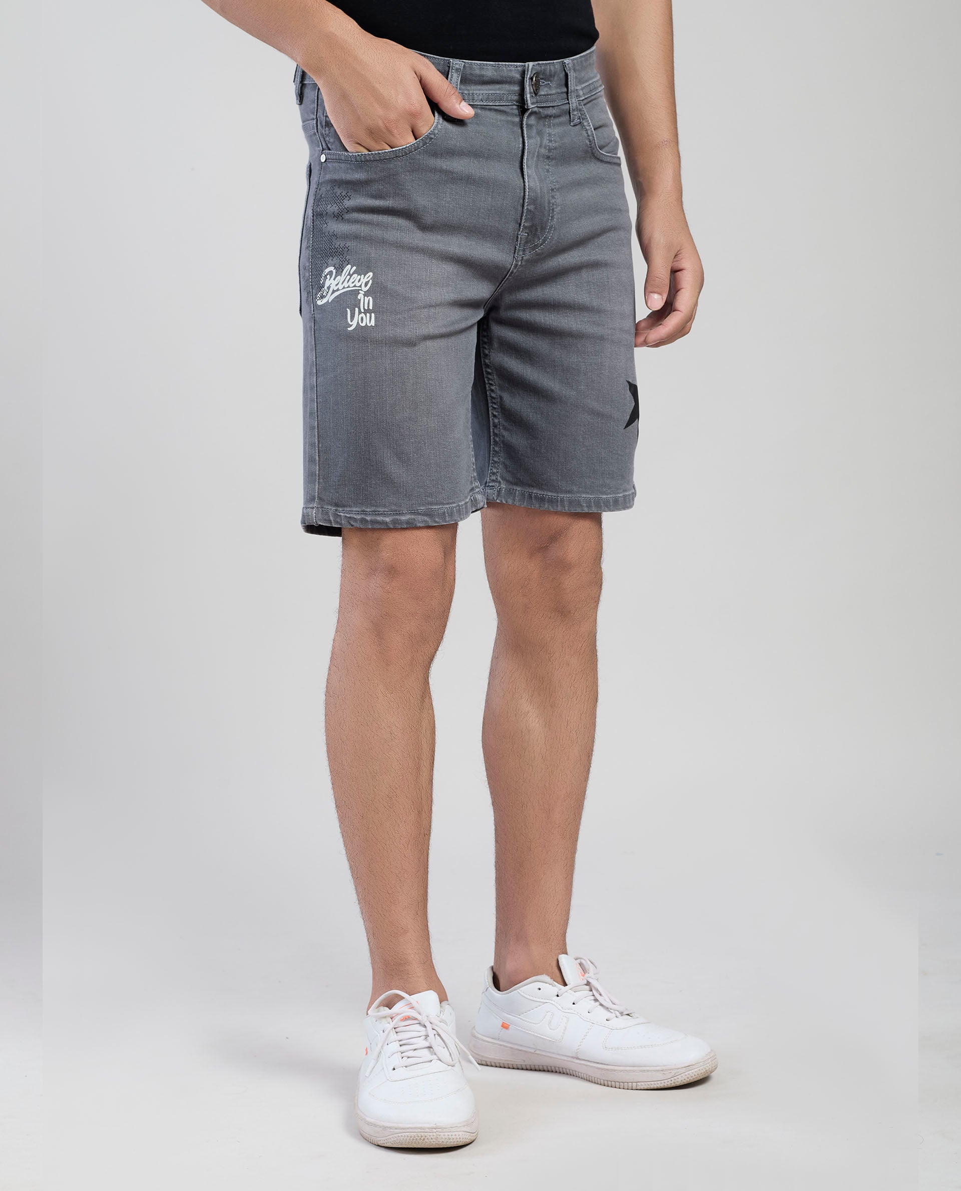 FS 126 Flying Shark Men’s Grey Denim Shorts