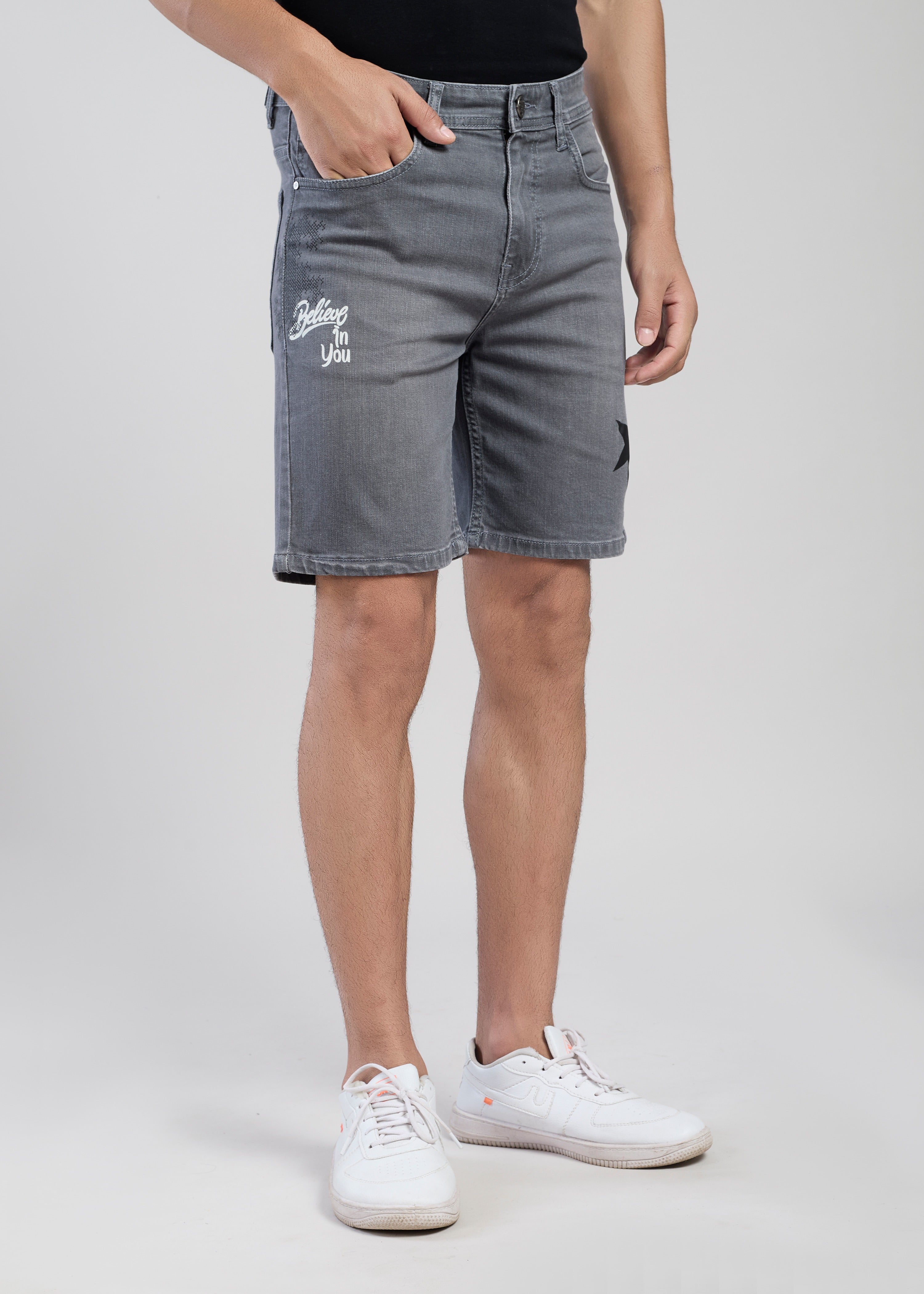 Flying Shark Men’s Grey Denim Shorts
