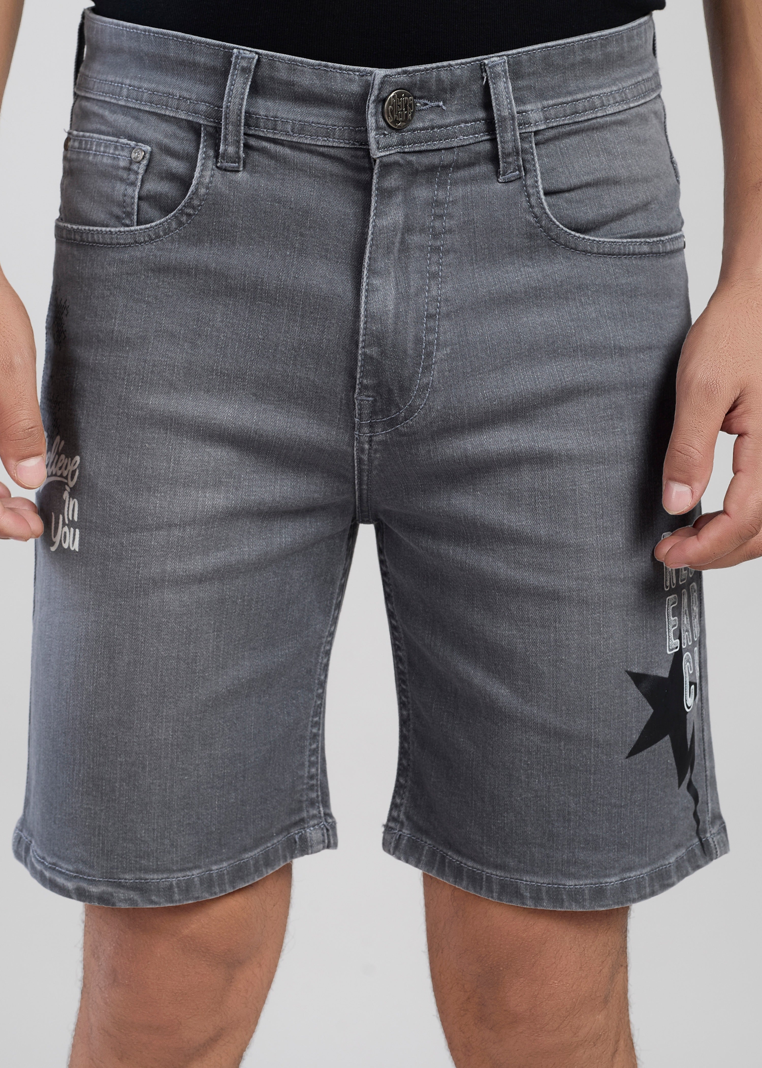 Flying Shark Men’s Grey Denim Shorts