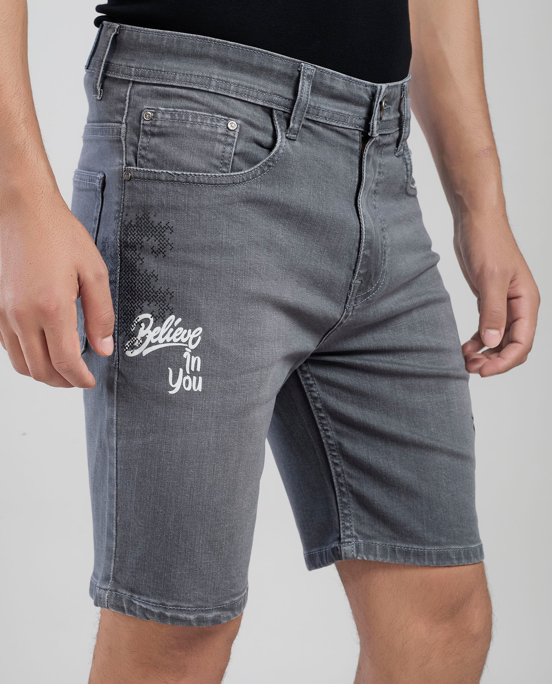 FS 126 Flying Shark Men’s Grey Denim Shorts
