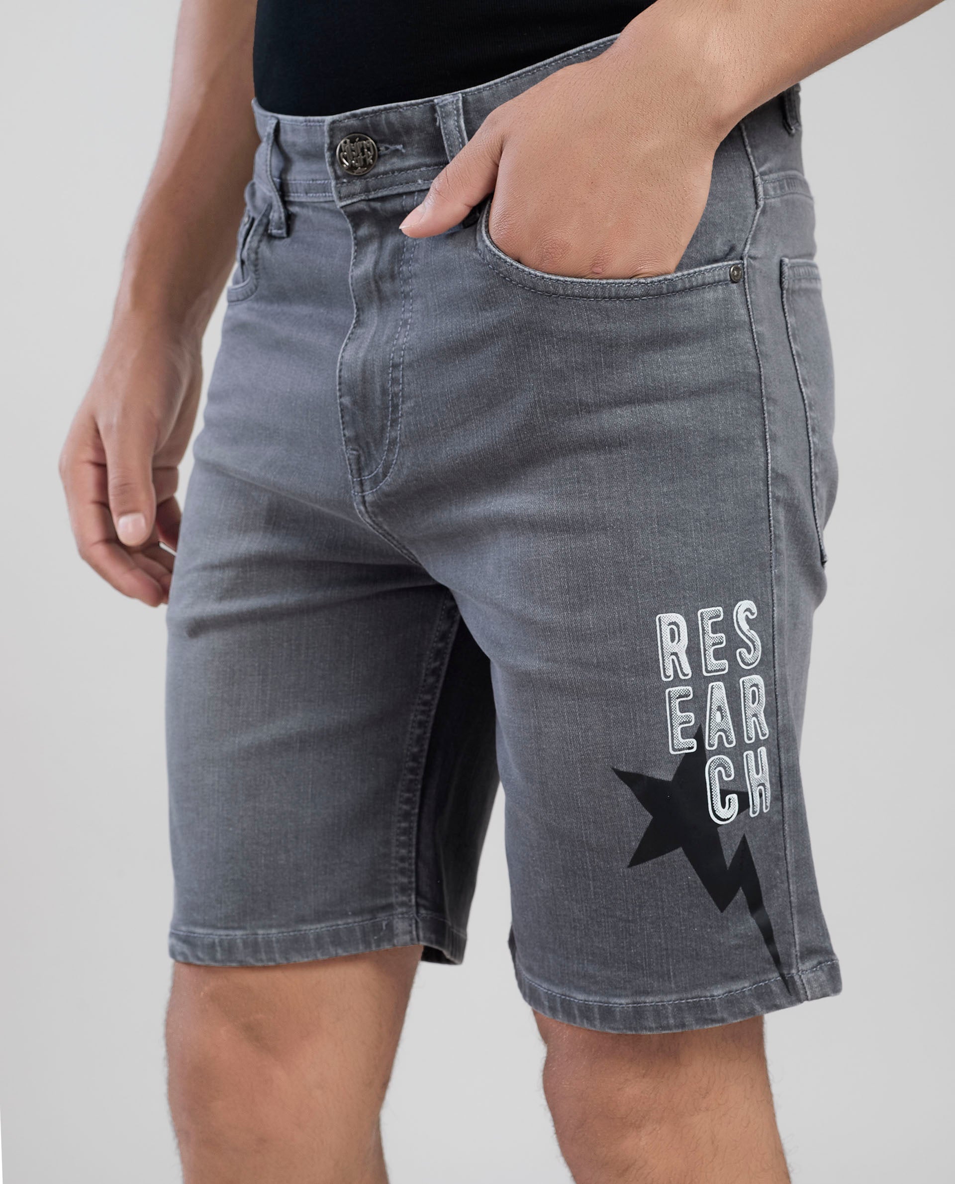 FS 126 Flying Shark Men’s Grey Denim Shorts