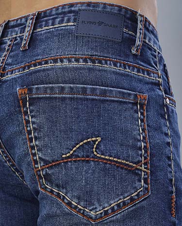 Saddle Stich Blue Denim Jeans