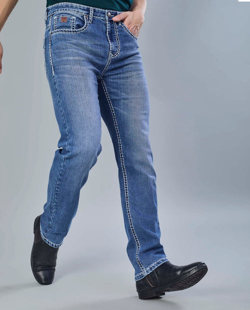 Saddle Stitch Classic Blue Denim Jeans