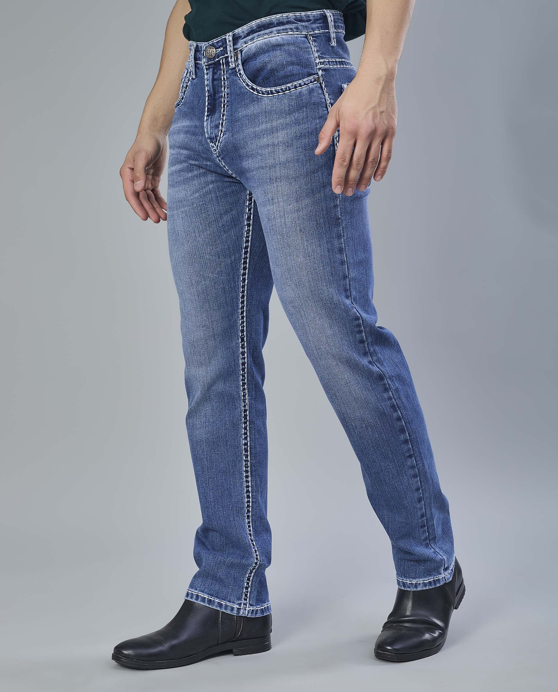 Saddle Stitch Classic Blue Denim Jeans