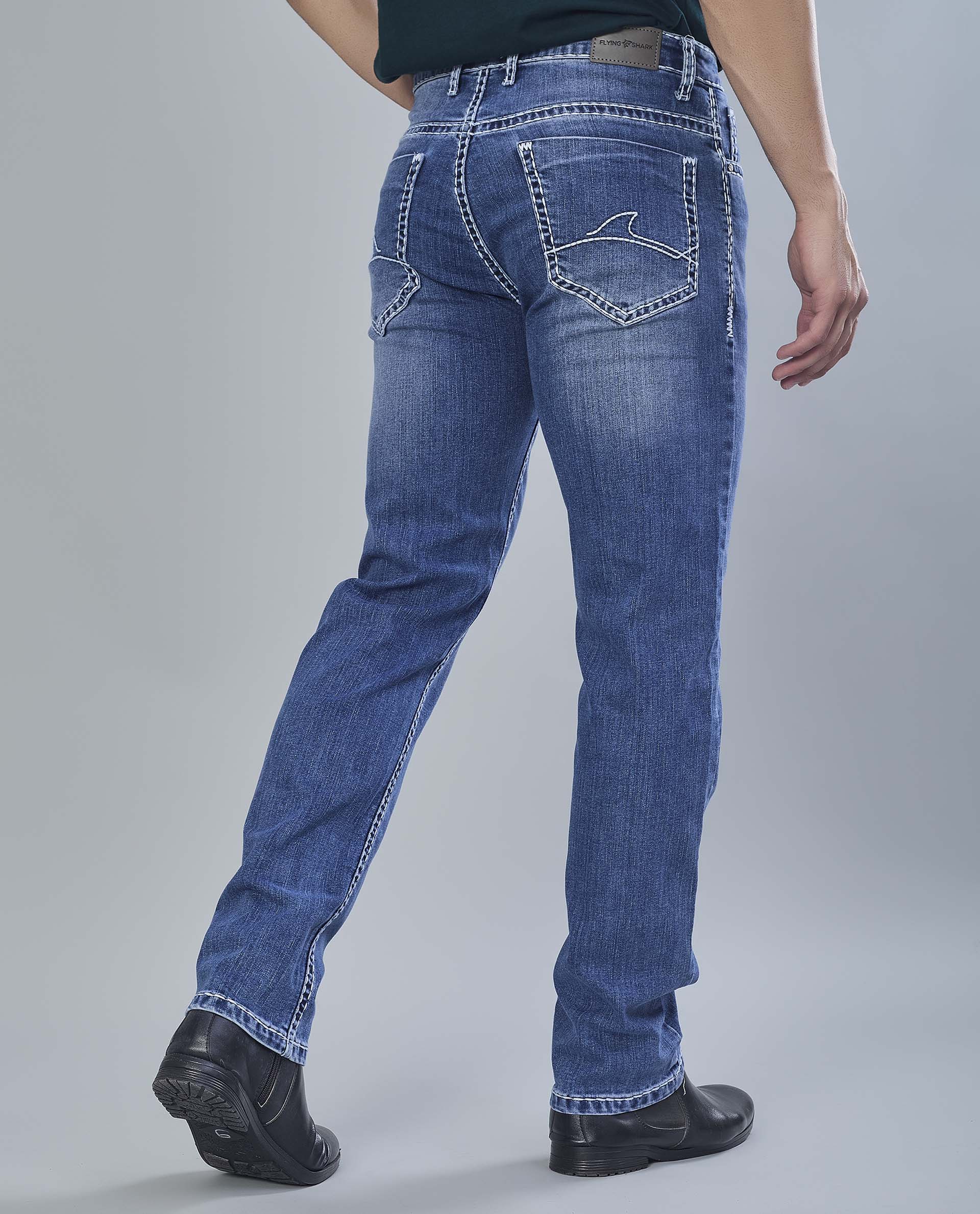Saddle Stitch Classic Blue Denim Jeans