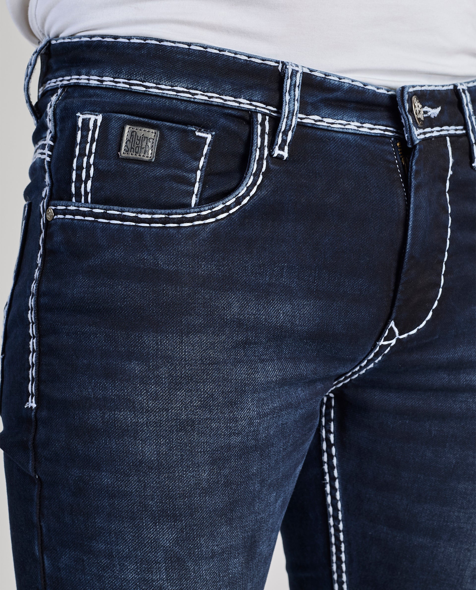 FS 116 – Flying Shark "Shark Fin Edge" Saddle Stitch Denim