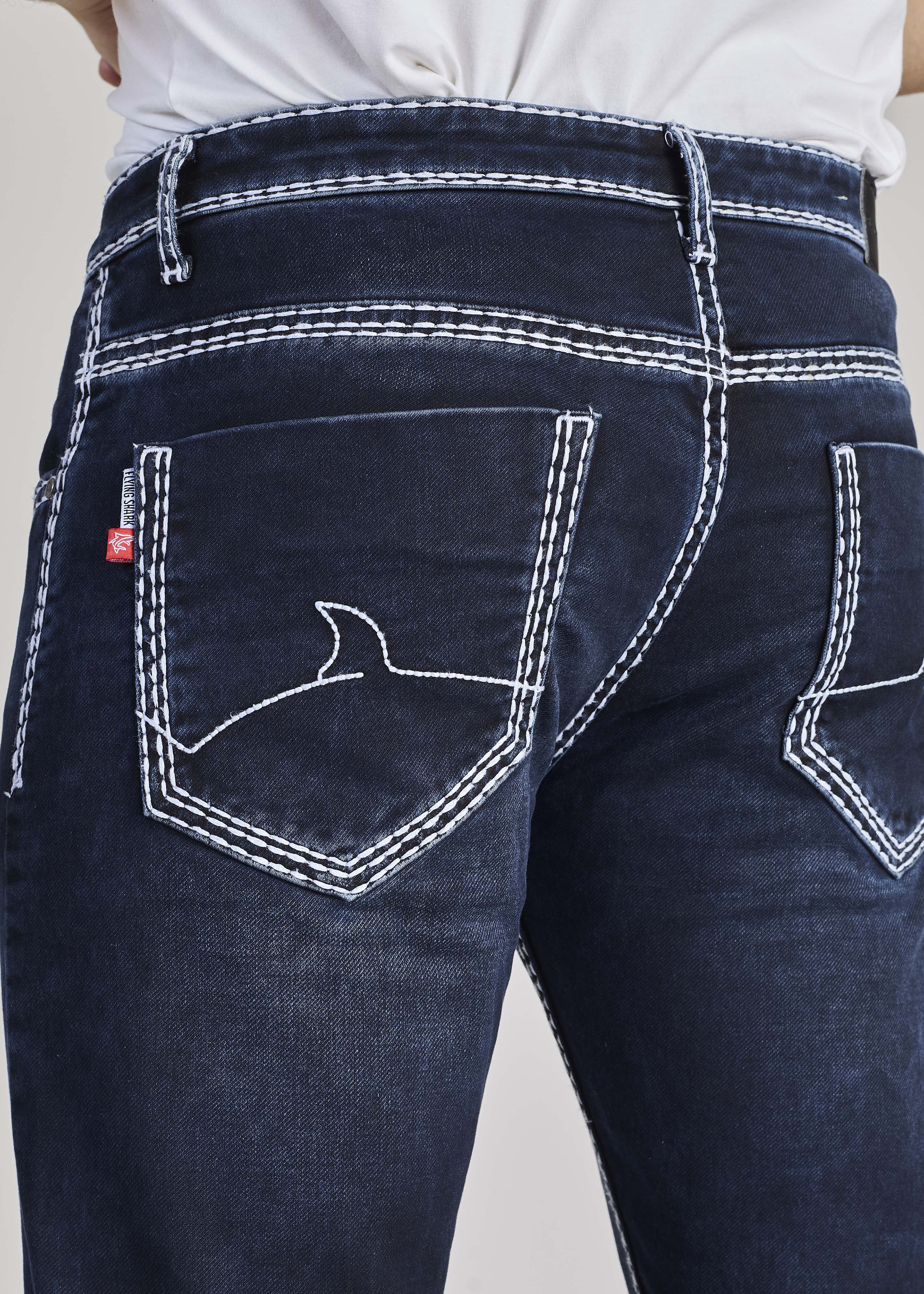 FS 116 – Flying Shark "Shark Fin Edge" Saddle Stitch Denim