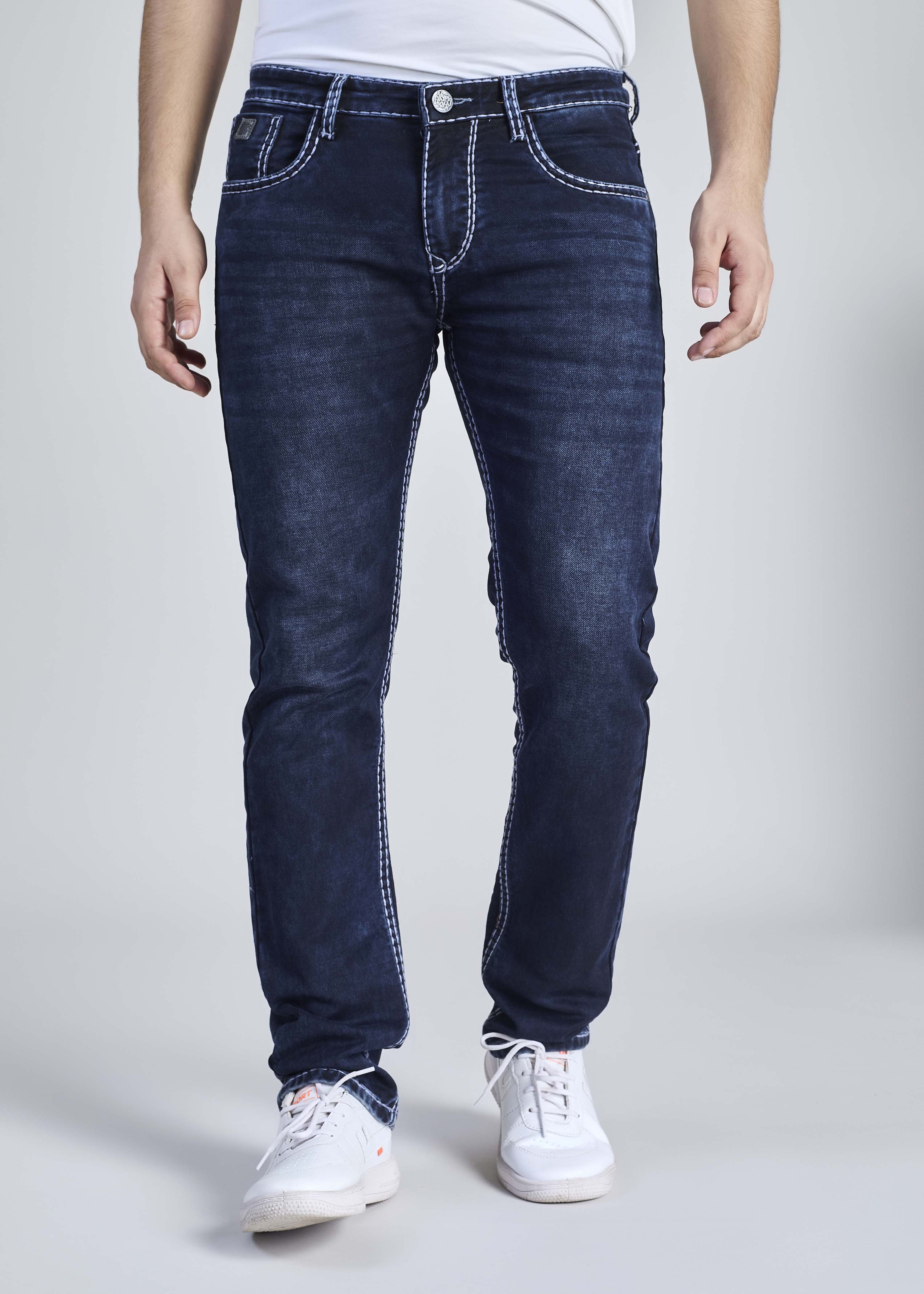 FS 114 – Flying Shark "Light Grey Contrast Stitch" Saddle Stitch Denim